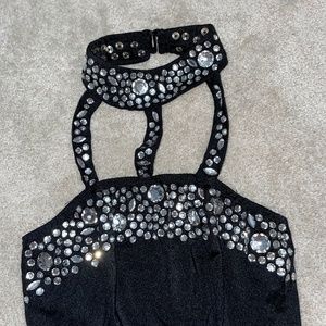 Black rhinestone body suit
